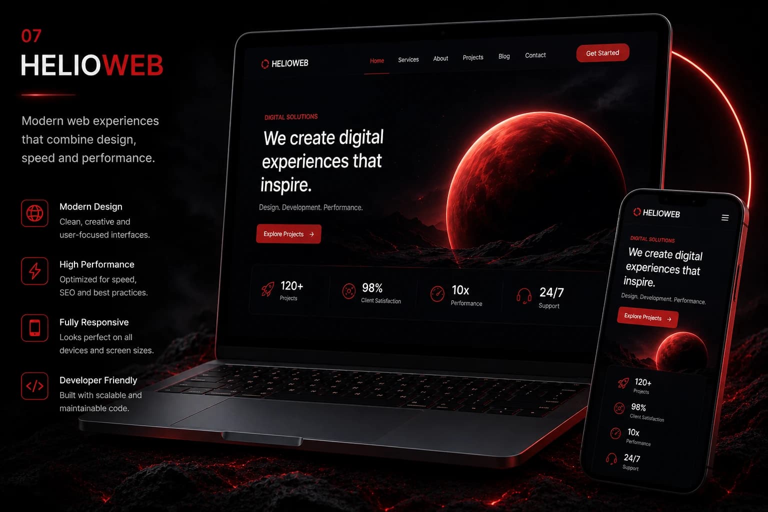 HelioWeb responsive website concept