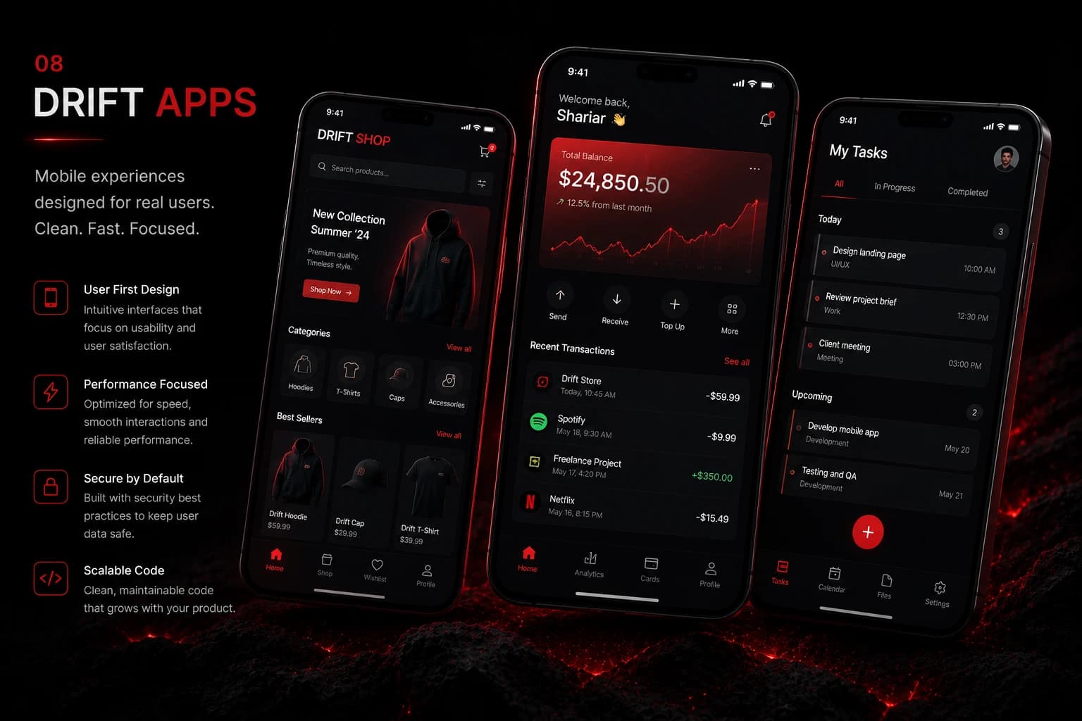 Drift Apps mobile interface concept